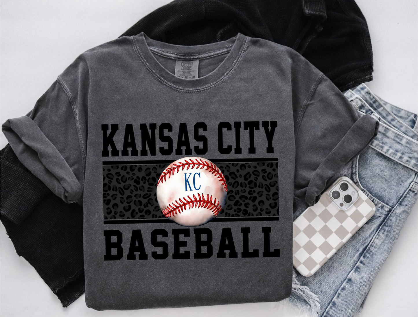 Kansas City Baseball Black Leopard - DIGITAL DOWNLOAD