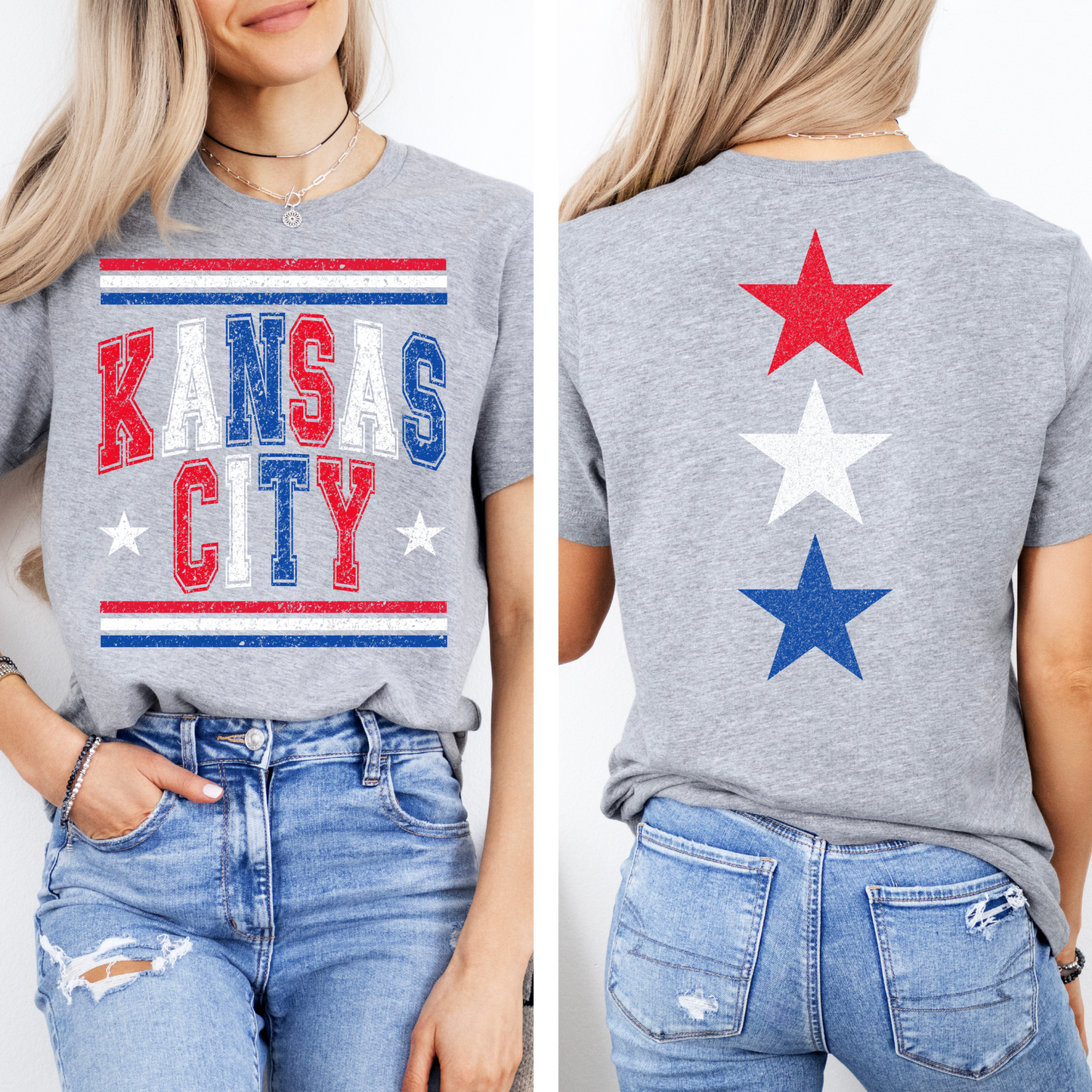 Kansas City Vintage with Stars Red White Blue - DIGITAL DOWNLOAD