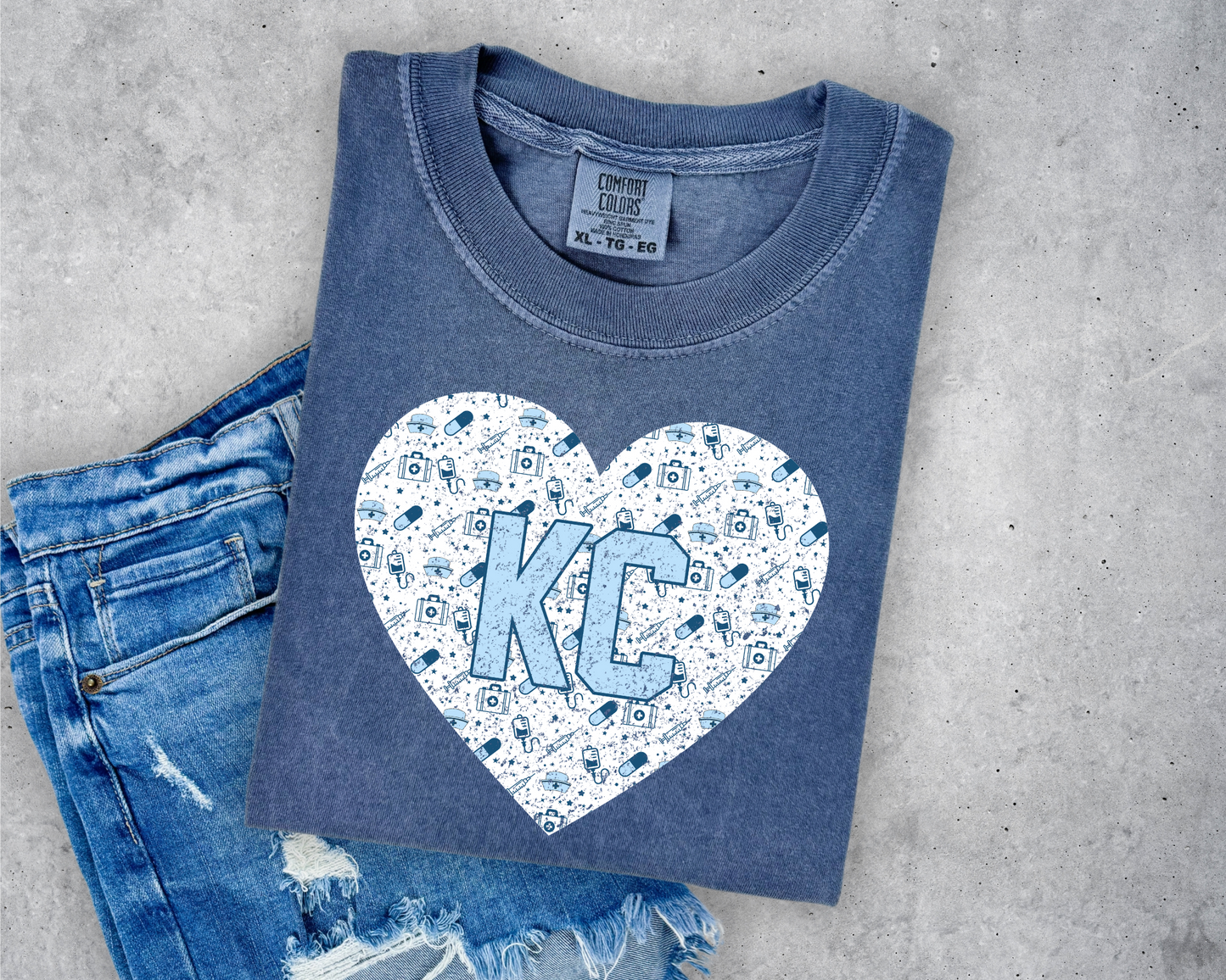 Kansas City KC Nurse Blue Heart - DIGITAL DOWNLOAD