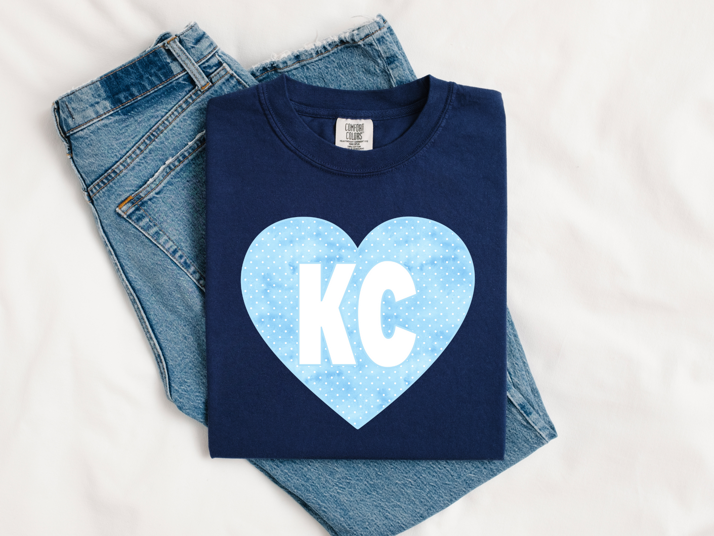 KC Baseball Watercolor Polka Dot Heart 2 Color Options - DIGITAL DOWNLOAD
