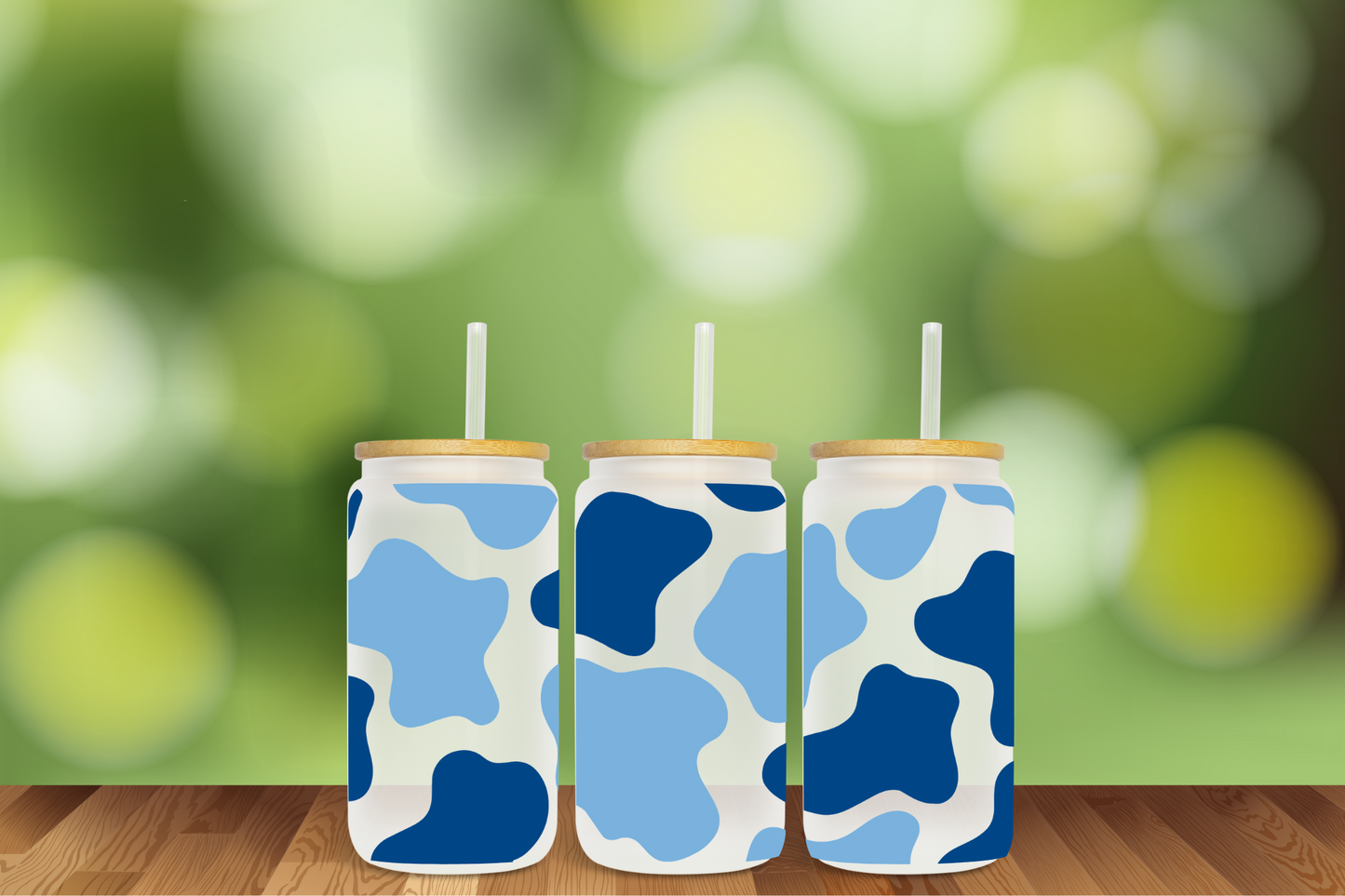 Cow Print in 5 color Combos 16 oz Glass Can - DIGITAL DOWNLOAD