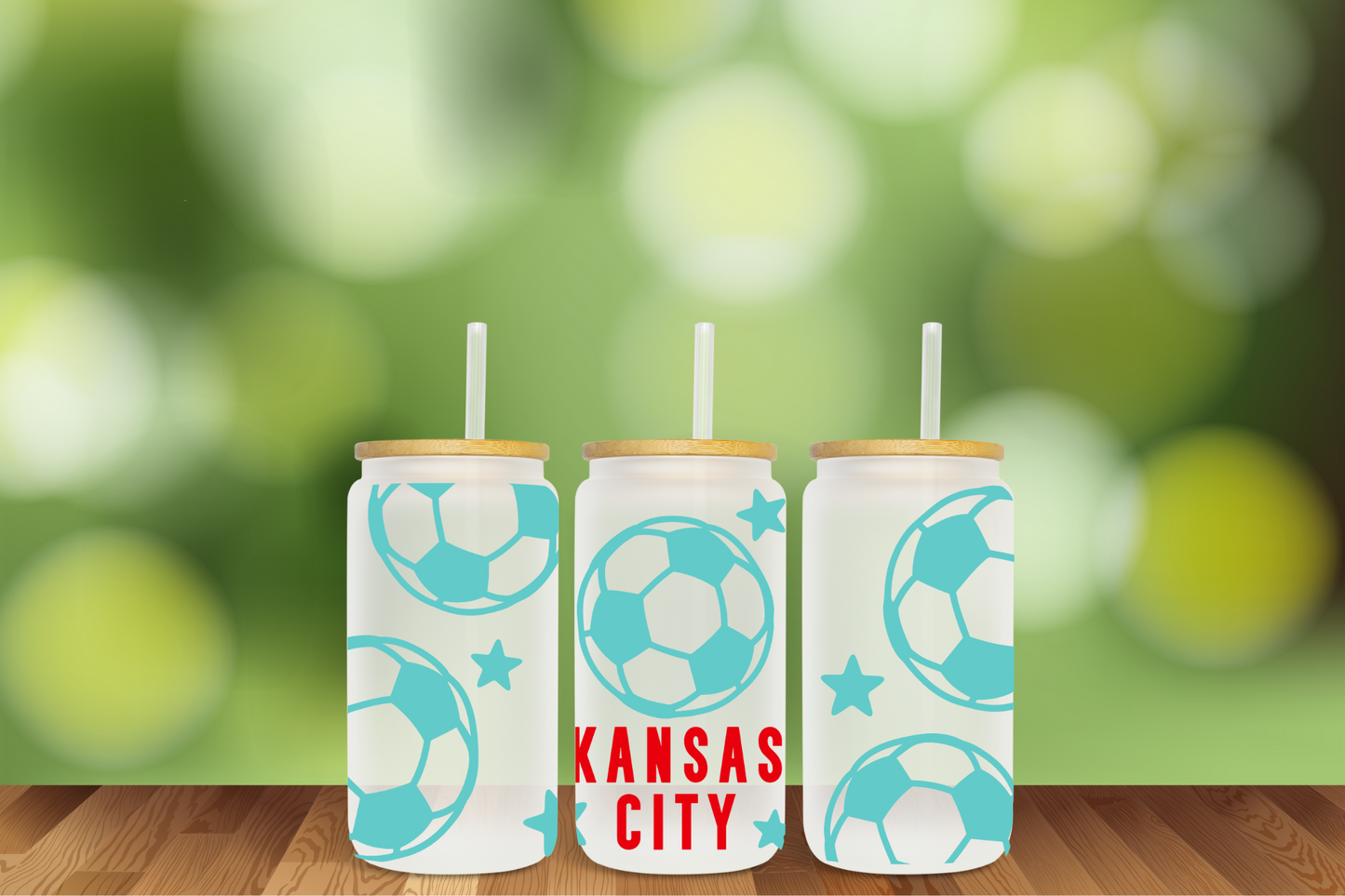 Kansas City Soccer 2 Designs 16 oz Glass Can - DIGITAL DOWNLOAD