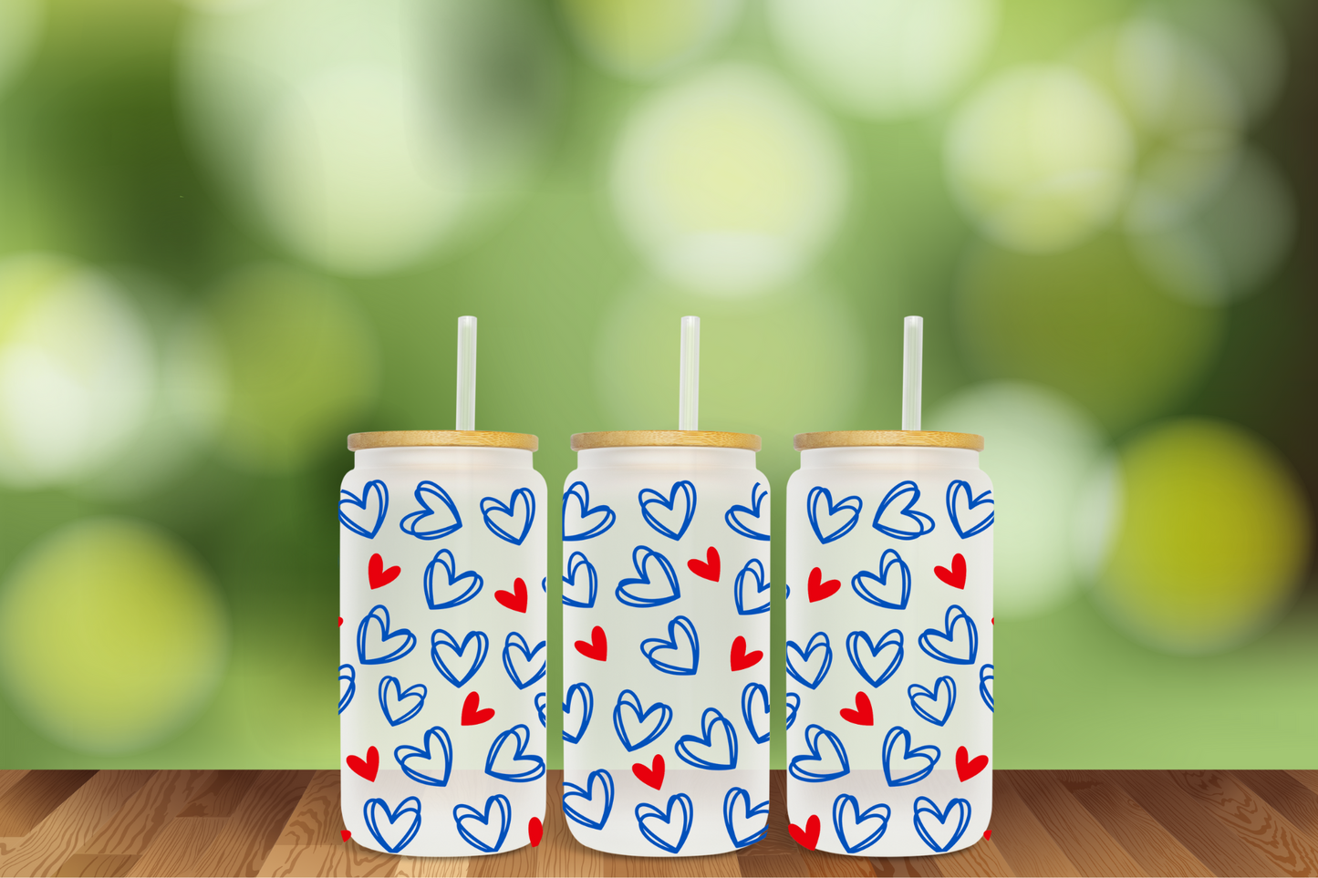 Hearts 3 Color Options 16 oz Glass Can - DIGITAL DOWNLOAD