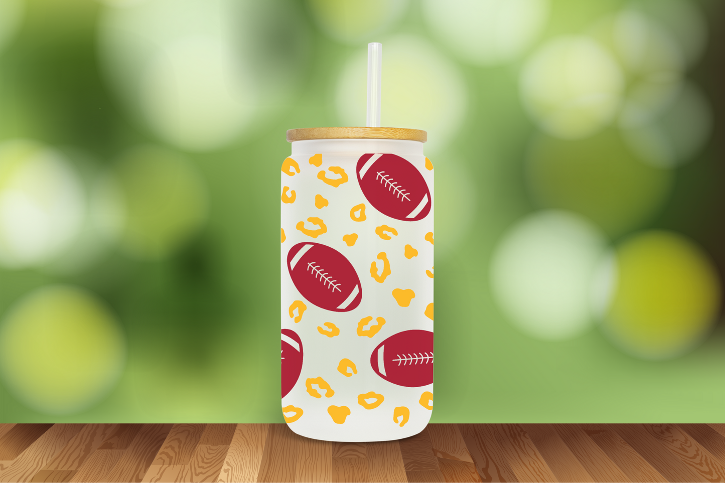 Kansas City KC Football Leopard 2 Designs 16 oz Glass Can - DIGITAL DOWNLOAD