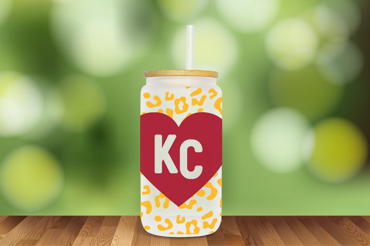 Kansas City KC Football Leopard 2 Designs 16 oz Glass Can - DIGITAL DOWNLOAD