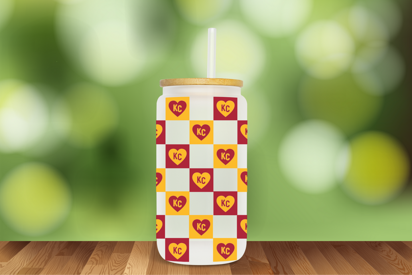 Kansas City KC Retro Checker 16 oz Glass Can - DIGITAL DOWNLOAD
