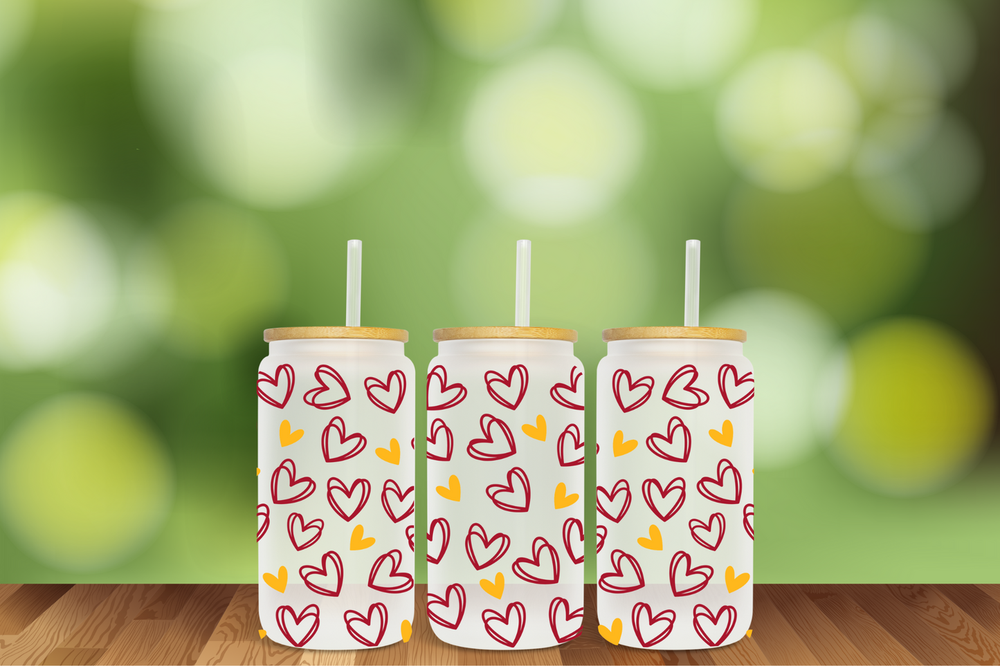 Hearts 3 Color Options 16 oz Glass Can - DIGITAL DOWNLOAD