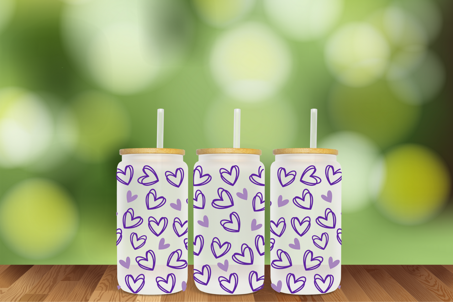 Hearts 3 Color Options 16 oz Glass Can - DIGITAL DOWNLOAD