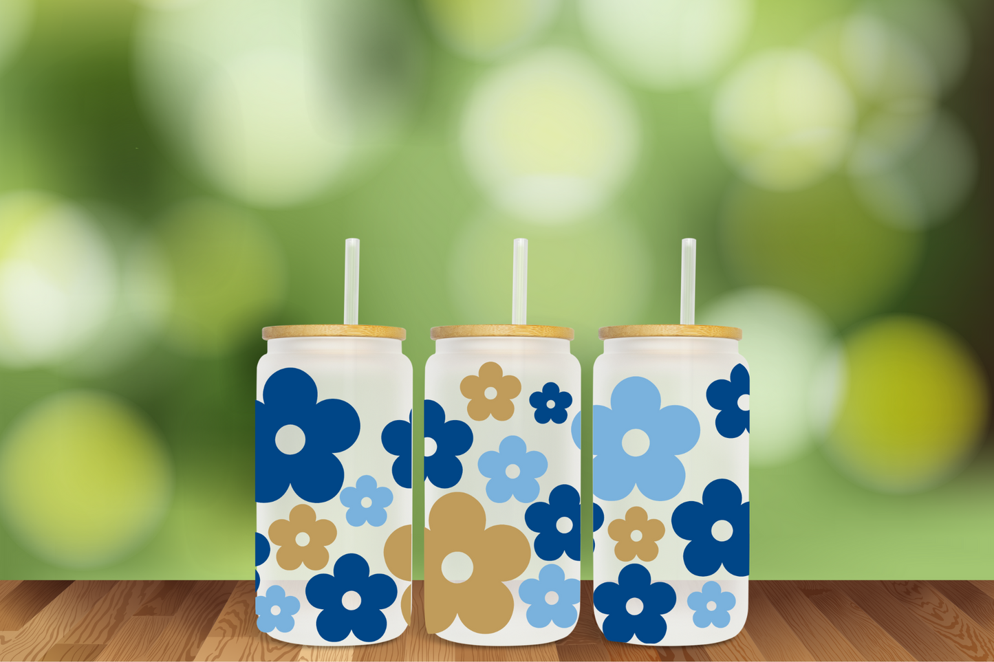 Kansas KC Retro Daisies 5 Color Options 16 oz Glass Can - DIGITAL DOWNLOAD
