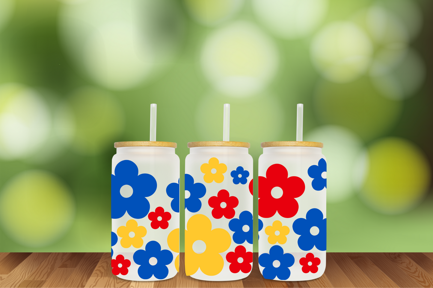 Kansas KC Retro Daisies 5 Color Options 16 oz Glass Can - DIGITAL DOWNLOAD