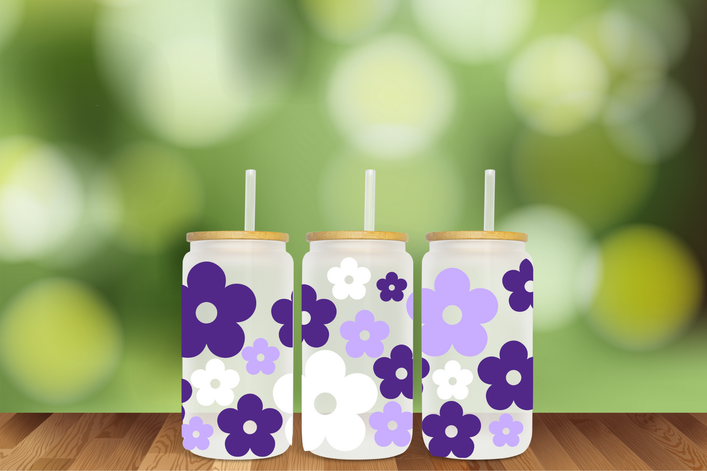 Kansas KC Retro Daisies 5 Color Options 16 oz Glass Can - DIGITAL DOWNLOAD