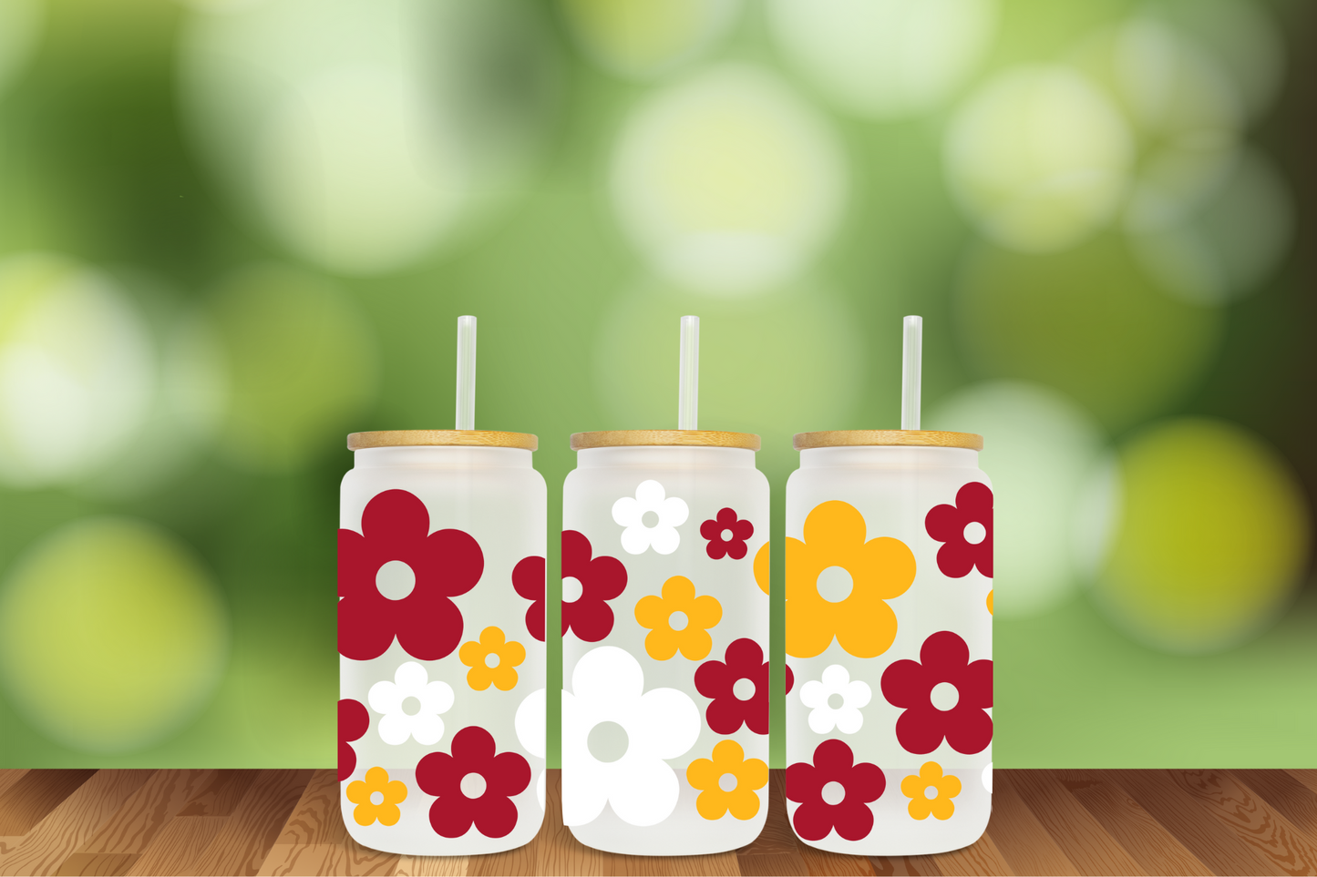 Kansas KC Retro Daisies 5 Color Options 16 oz Glass Can - DIGITAL DOWNLOAD