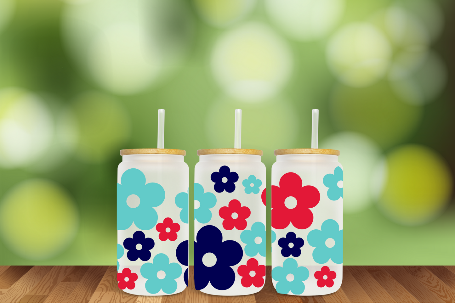 Kansas KC Retro Daisies 5 Color Options 16 oz Glass Can - DIGITAL DOWNLOAD