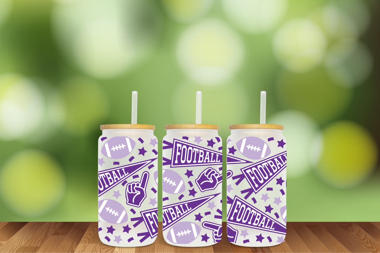 Wildcats Football Banner 16 oz Glass Can - DIGITAL DOWNLOAD