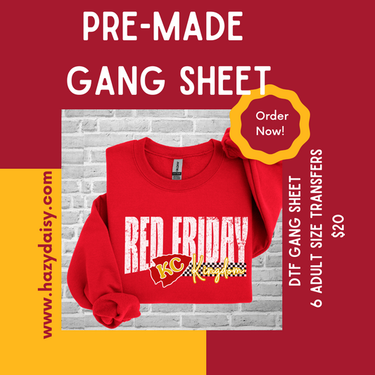 DTF PREMADE GANG SHEET - RED FRIDAY RETRO