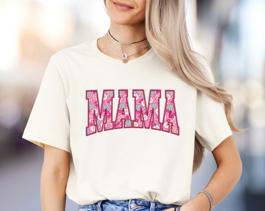 DTF - MAMA PINK FLORAL VARSITY