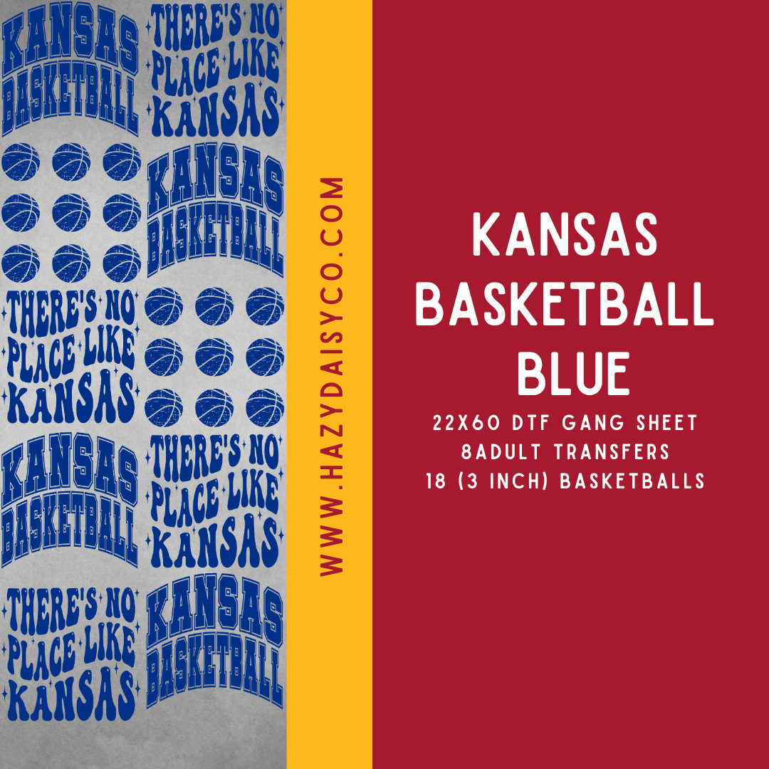 DTF PREMADE GANG SHEET - KANSAS BASKETBALL MULTIPLE COLORS