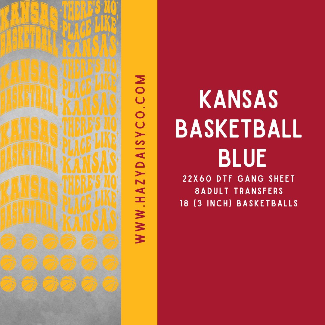 DTF PREMADE GANG SHEET - KANSAS BASKETBALL MULTIPLE COLORS