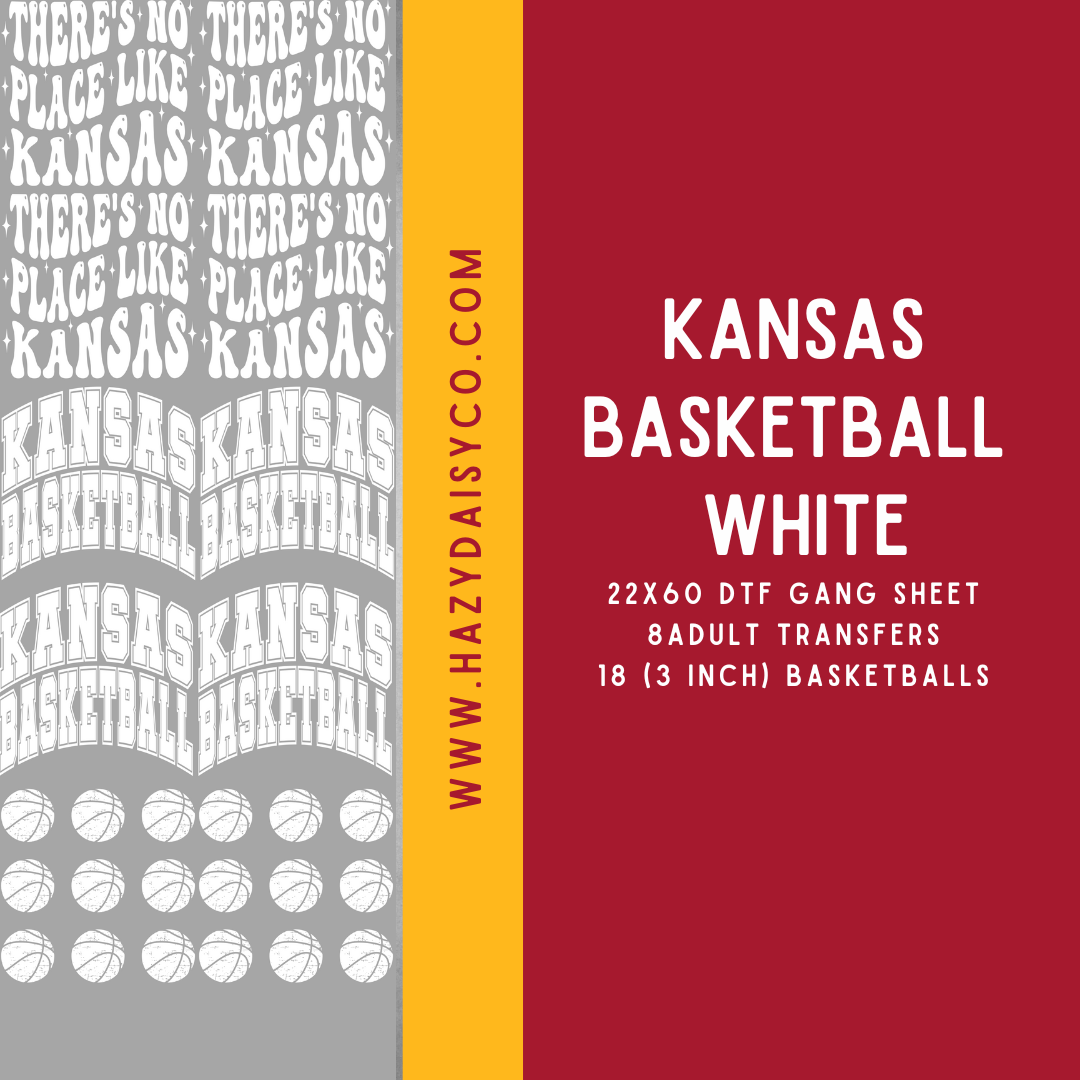 DTF PREMADE GANG SHEET - KANSAS BASKETBALL MULTIPLE COLORS