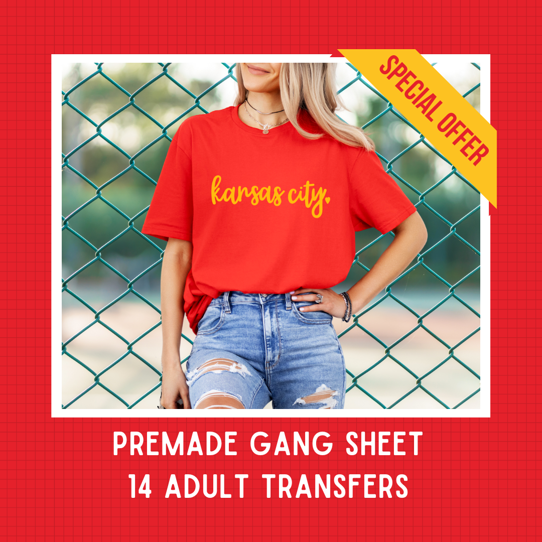 DTF PREMADE GANG SHEET - KANSAS CITY SIGNATURE GOLD