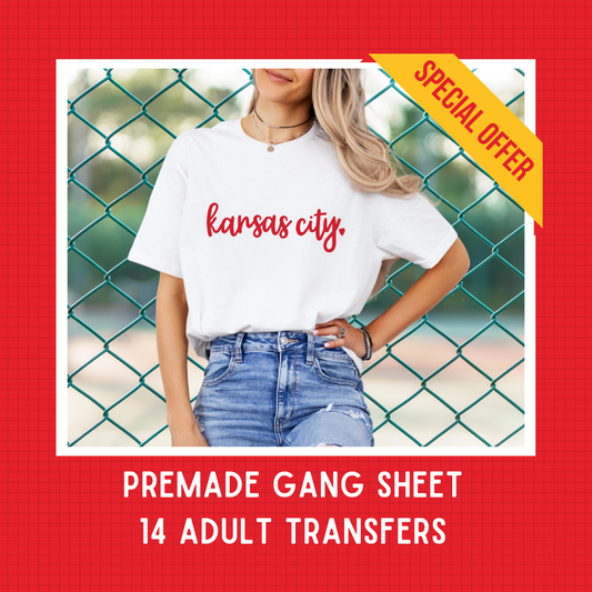 DTF PREMADE GANG SHEET - KANSAS CITY SIGNATURE RED