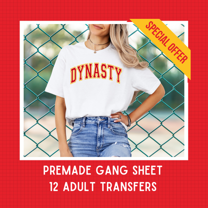 DTF PREMADE GANG SHEET - DYNASTY VARSITY