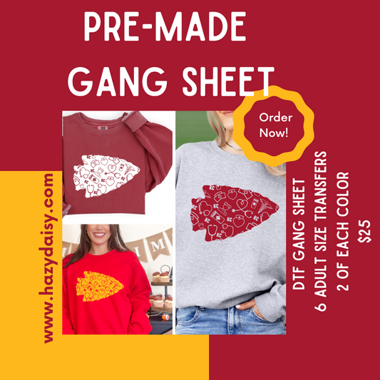 DTF PREMADE GANG SHEET - KC NURSE ARROW in 3 COLORS