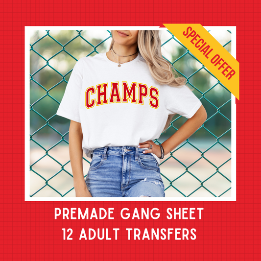 DTF PREMADE GANG SHEET - CHAMPS VARSITY