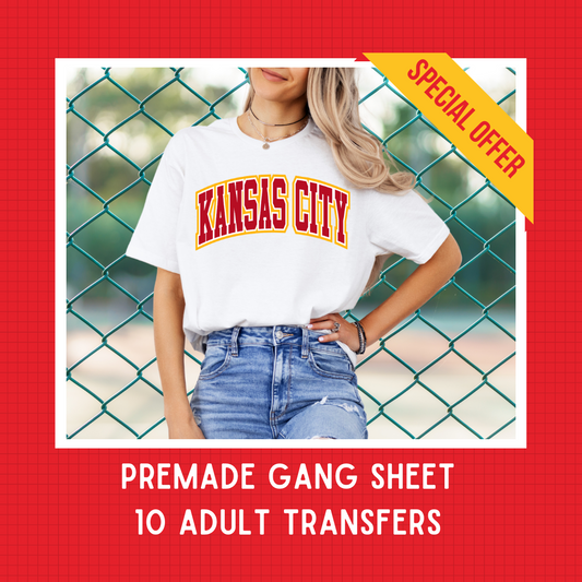 DTF PREMADE GANG SHEET - KANSAS CITY VARSITY