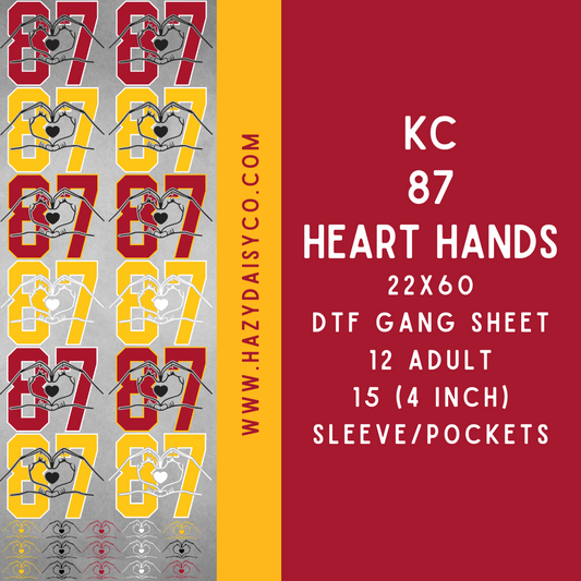 DTF PREMADE GANG SHEET - KC 87 HEART HANDS