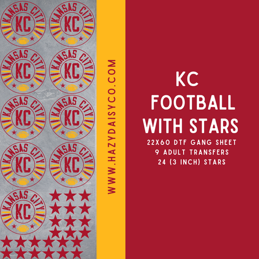 DTF PREMADE GANG SHEET - KANSAS CITY KC CIRCLE with STARS