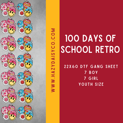 DTF PREMADE GANG SHEET - 100 DAYS OF SCHOOL RETRO