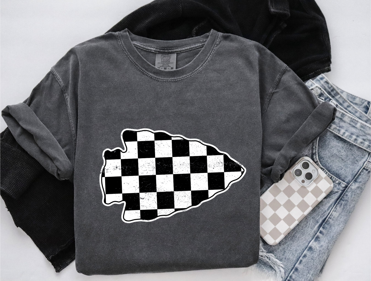 DTF - BLACK AND WHITE CHECKERED ARROW