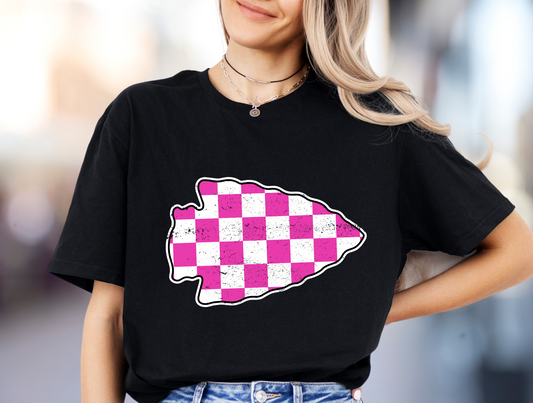 DTF - HOT PINK CHECKERED ARROW