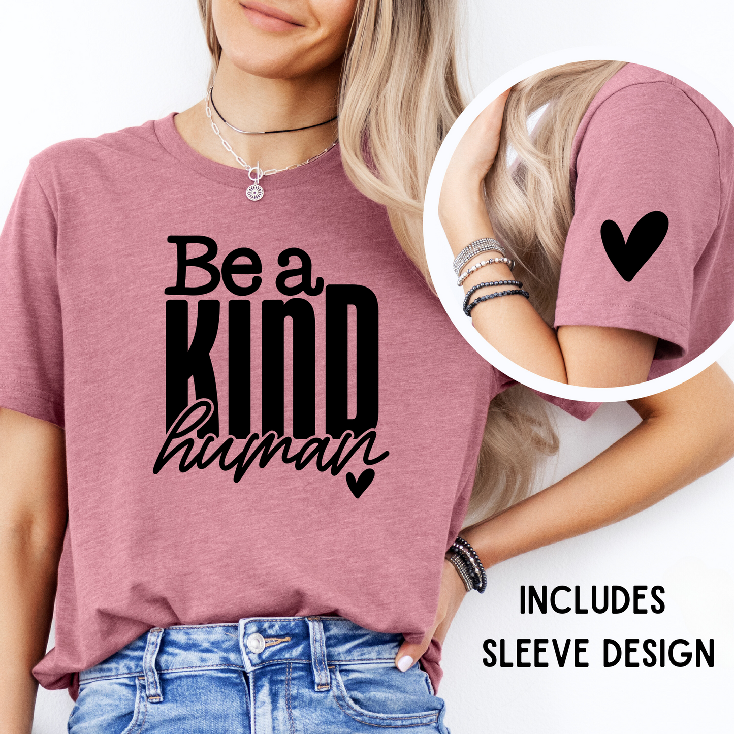 DTF - BE A KIND HUMAN with HEART SLEEVE