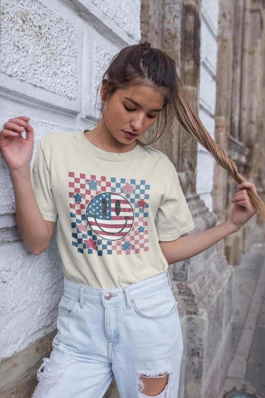 DTF - PATRIOTIC RETRO FACE CHECKERBOARD