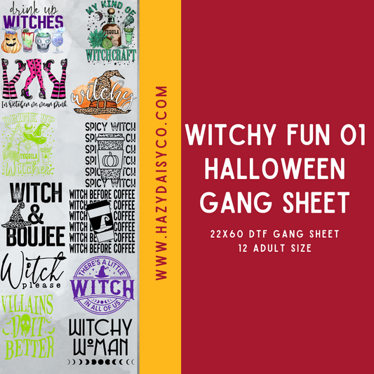 DTF PREMADE GANG SHEET - WITCHY HALLOWEEN FUN SET 01