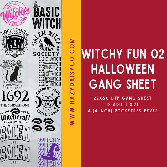 DTF PREMADE GANG SHEET - WITCHY HALLOWEEN FUN SET 02