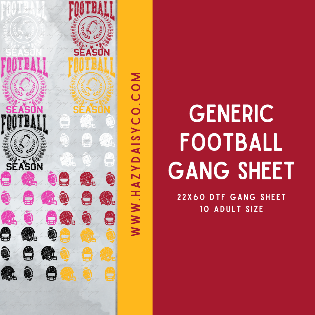 DTF PREMADE GANG SHEET - GENERIC FOOTBALL