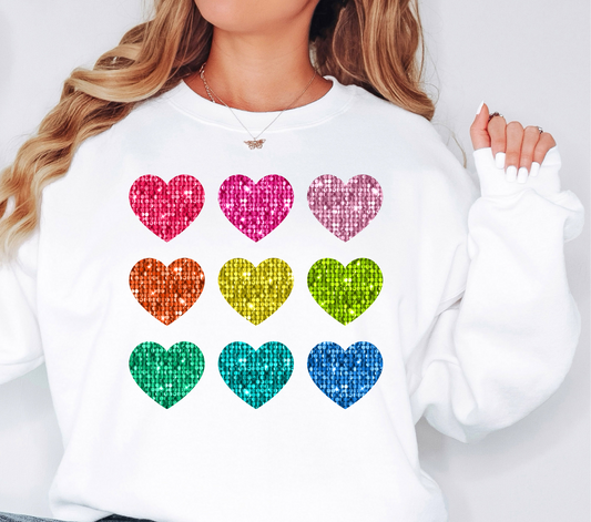 DTF - BRIGHT FAUX SEQUIN HEARTS