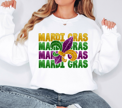 DTF PREMADE GANG SHEET - MARDI GRAS FAUX GLITTER