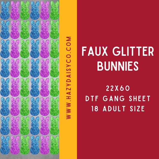 DTF PREMADE GANG SHEET - FAUX GLITTER BUNNIES