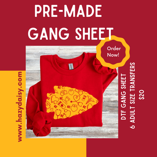 DTF PREMADE GANG SHEET - NURSE ARROW GOLDEN