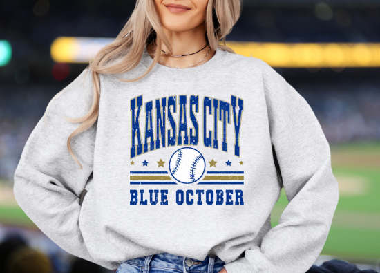 KANSAS CITY BLUE OCTOBER RETRO - PNG FILE - INSTANT DOWNLOAD