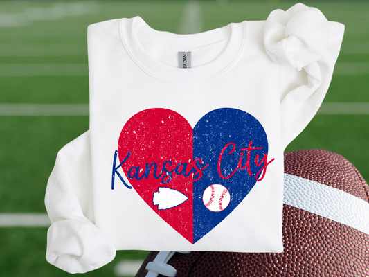 KANSAS CITY BASEBALL FOOTBALL HEART - PNG FILE - INSTANT DOWNLOAD