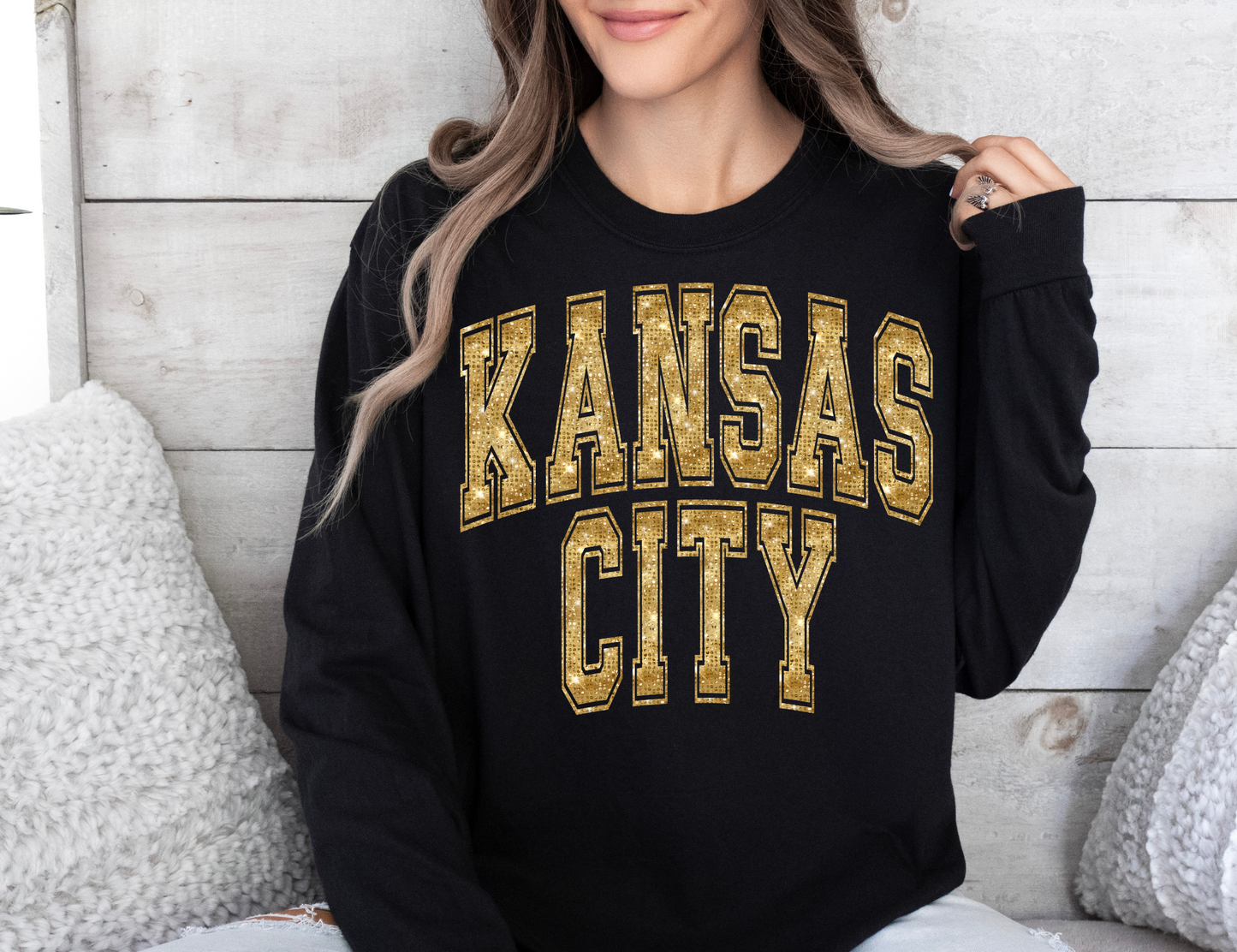 DTF - KANSAS CITY FAUX GOLD SEQUINS BLING