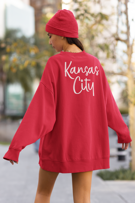 DTF PREMADE GANG SHEET - KANSAS CITY BRUSHSTROKE with POCKETS/SLEEVES - WHITE