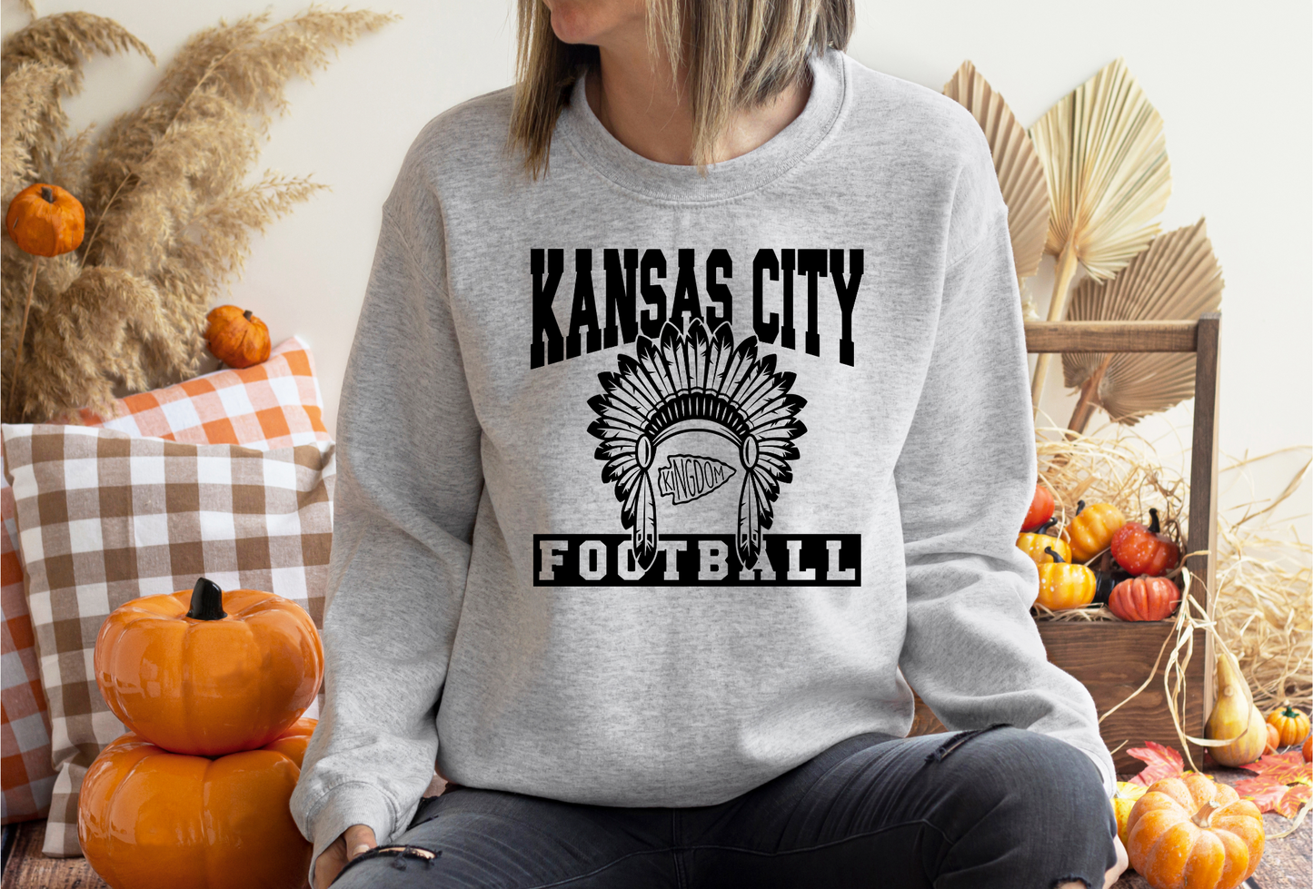 DTF - KANSAS CITY FOOTBALL with HEAD DRESS - BLACK