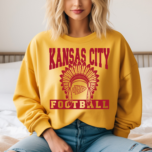 DTF - KANSAS CITY FOOTBALL with HEAD DRESS - RED