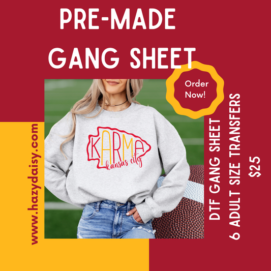 DTF PREMADE GANG SHEET - KANSAS CITY KARMA ARROW